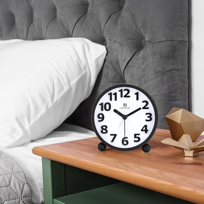 Lafocuse Black Battery Operated Alarm Clocks for Bedrooms Heavy Sleepers