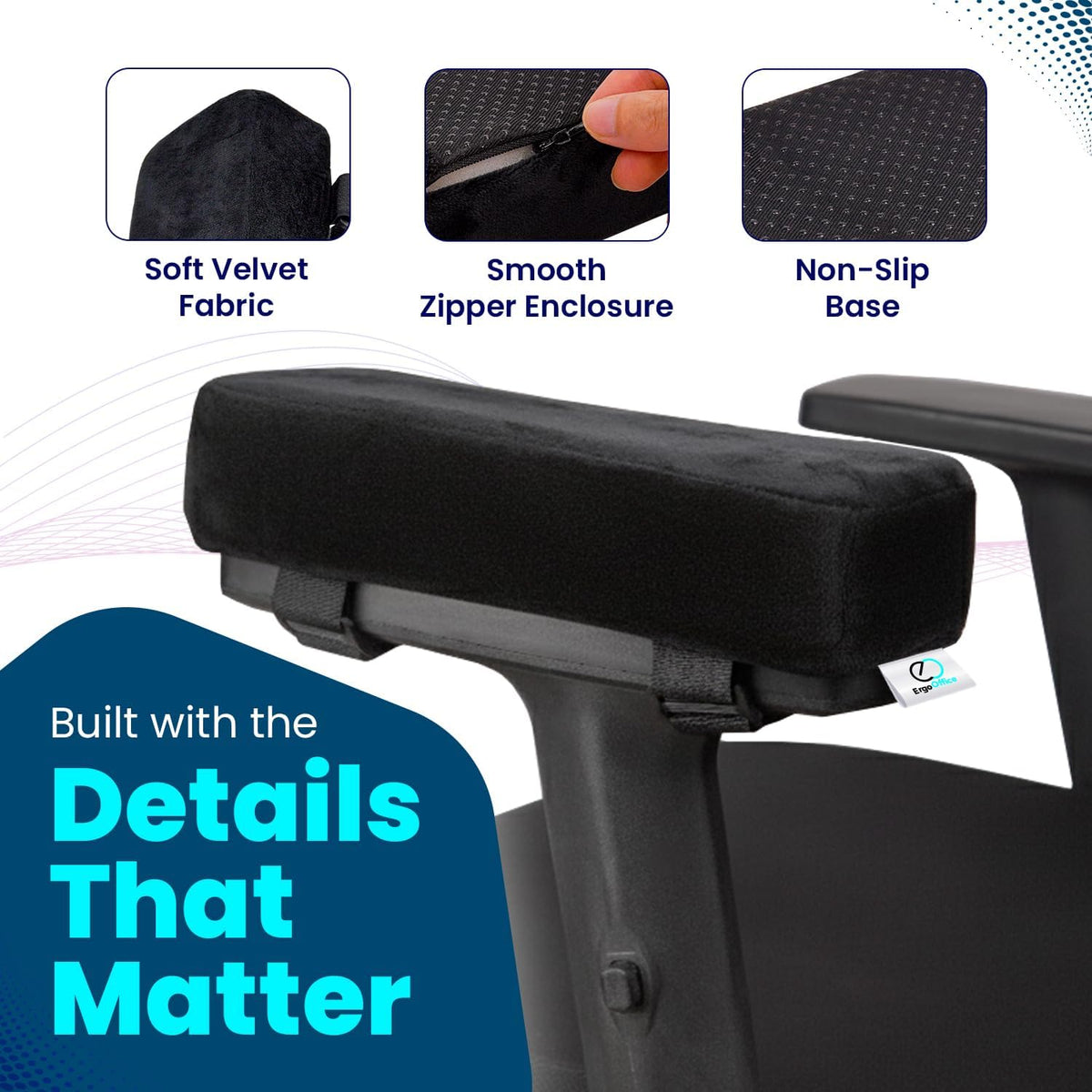 Arm Rest Cushion - Set of 2 Office Chair Arm Pads for Elbow Pain Relief - Computer Office Chair Arm Covers for Comfortable Desk Setup