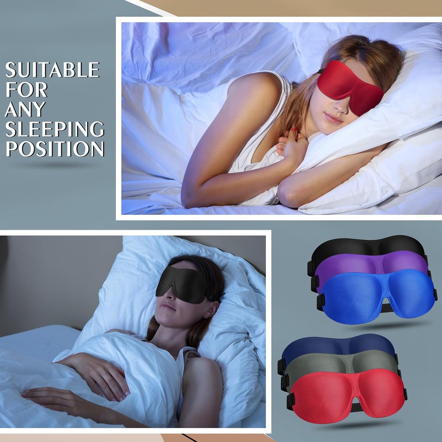 Bonuci 20 Pack Sleep Mask Blackout 3D Eye Mask for Ultralight Sleeping Night Blindfold Eye Covers with Adjustable Strap for Men Women Travel Gift Back and Side Sleeper (Dark Purple)