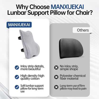 Soft Comfortable Memory Lumbar Support Pillow Back Cushion for Car & Office
