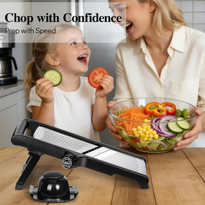 MASTERTOP Mandoline Slicer, 5 in 1 Mandoline Food Slicer, Dishwasher Safe | Stainless Steel Mandoline Slicer, Adjustable Vegetable Slicer for Fruit, Cheese, Send Cut Proof Gloves & Cleaning Brush