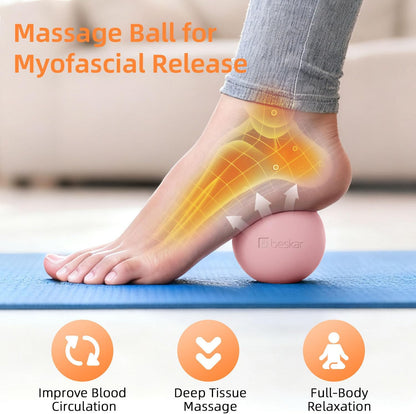 Massage Lacrosse Balls for Myofascial Release, Trigger Point Therapy | Foot Massage Ball to Relieve Plantar Fasciitis, Muscle Soreness