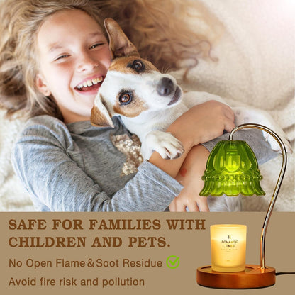 Funistree Flower Candle Warmer Lamp with Timer, Dimmable Candle Lamp Warmer, Christmas Birthday Gifts for Women Mom Her, Housewarming Home Decor, Lotus Wax Warmer for Yankee Candles - Lily Amber