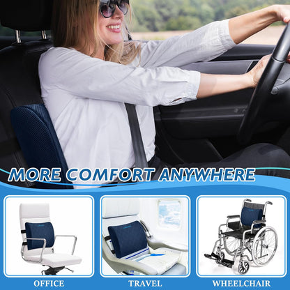 Lumbar Support Pillow for Office Chair, Back Support, Memory Foam, Grey | Improve Sitting Posture & Back Pain Relief. Lumbar Pillow Fits Office, Gaming & Car Chairs with Adjustable Dual Straps