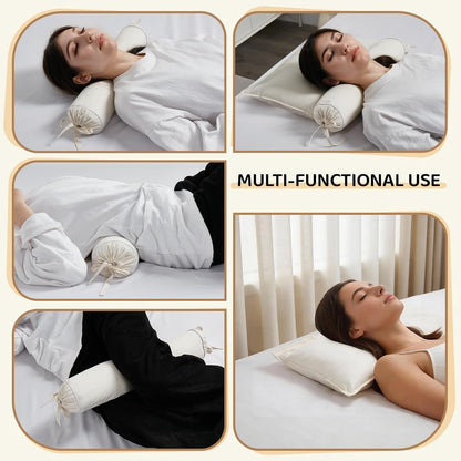 Buckwheat Pillow – 3-Point Head Neck Shoulder Support, Detachable | Fill Shoulder Gap for Pain-Free For Side&Back Sleepers, Adjustable Buckwheat Pillow for Sleeping, Extra Organic Pillowcases