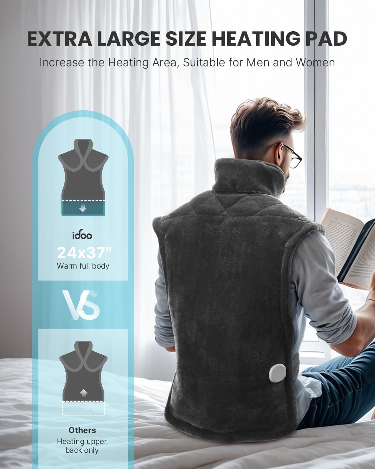 iDOO Heating Pad for Back Pain Relief, Birthday Gifts for Men Women Her Mum, FSA Eligible Items Only List, Weighted Heating Pad for Neck & Shoulders, ETL Electric Heat Pad, 24"x33"