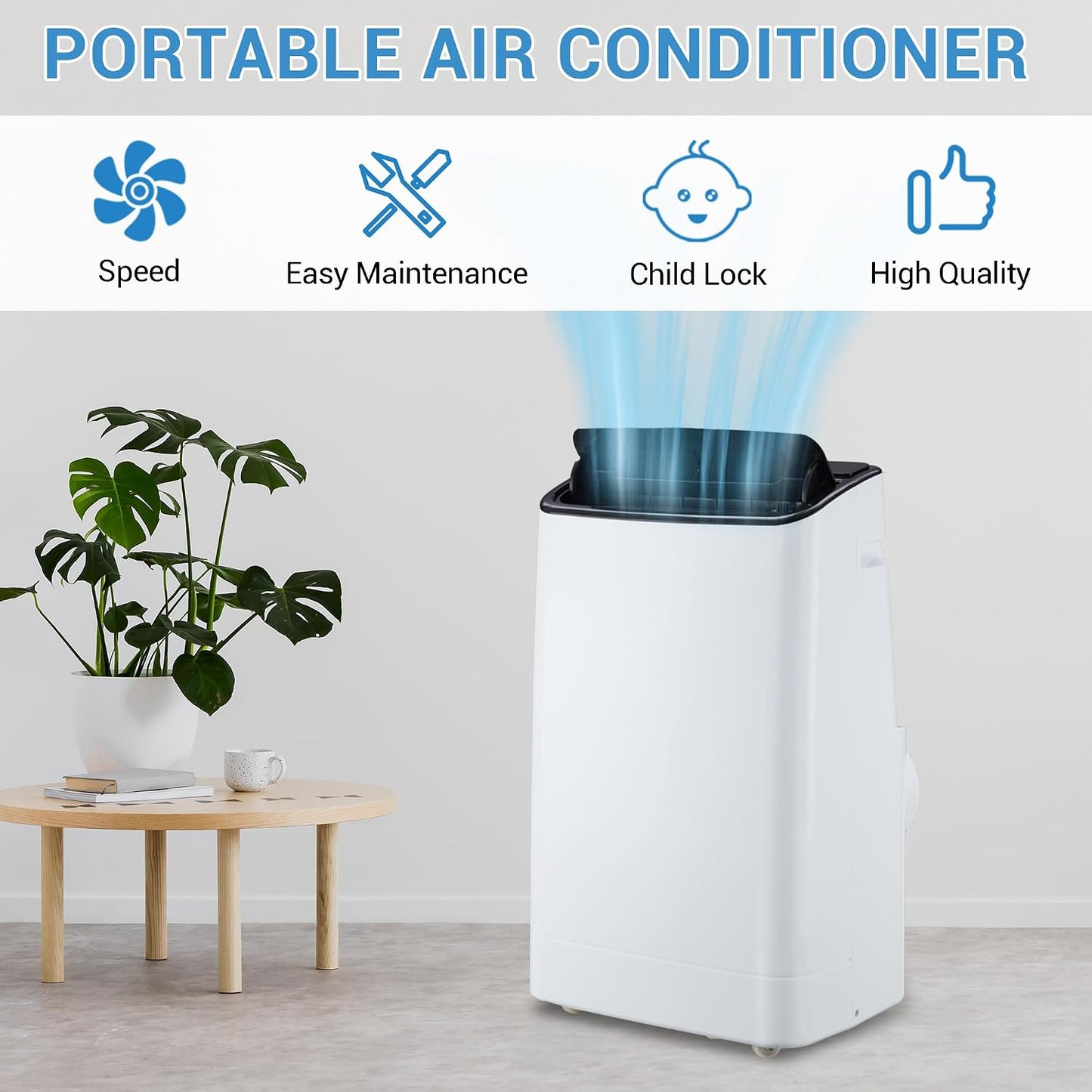 Garvee 14,000 BTU Portable Air Conditioner, 3-in-1 Portable AC for Rooms | Fast & Quiet Cooling for Rooms up to 750 Sq.Ft, Remote Control, LED Display Panel, Included Easy Install Window Kit