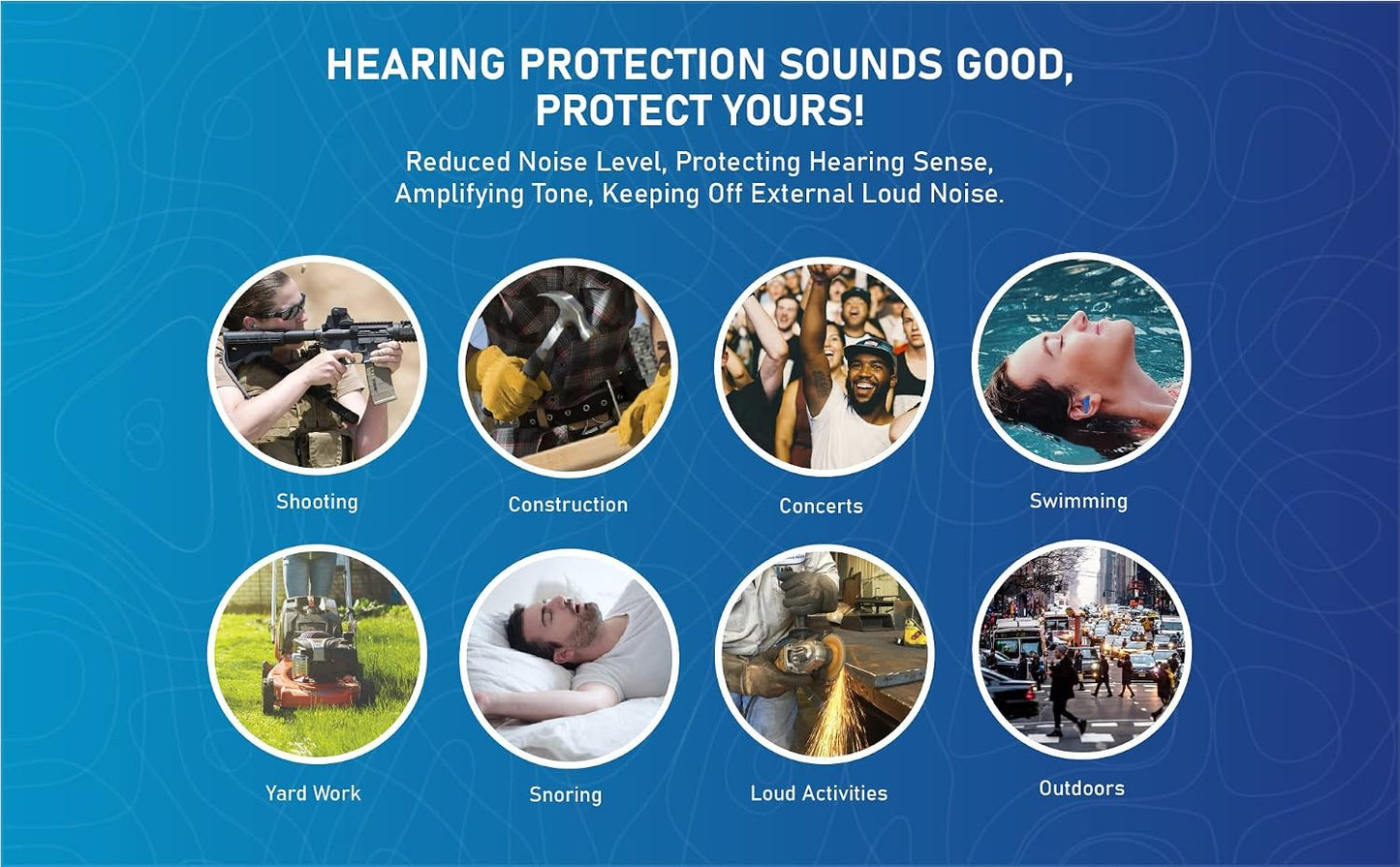 50 Pair of Soft Reusable Silicone Ear Plugs for Sleeping Swimming Concert Music Construction Work Industrial Shooting - Hearing Protection up to 25dB NRR - Waterproof Ear Plugs for Swimming Adult Men