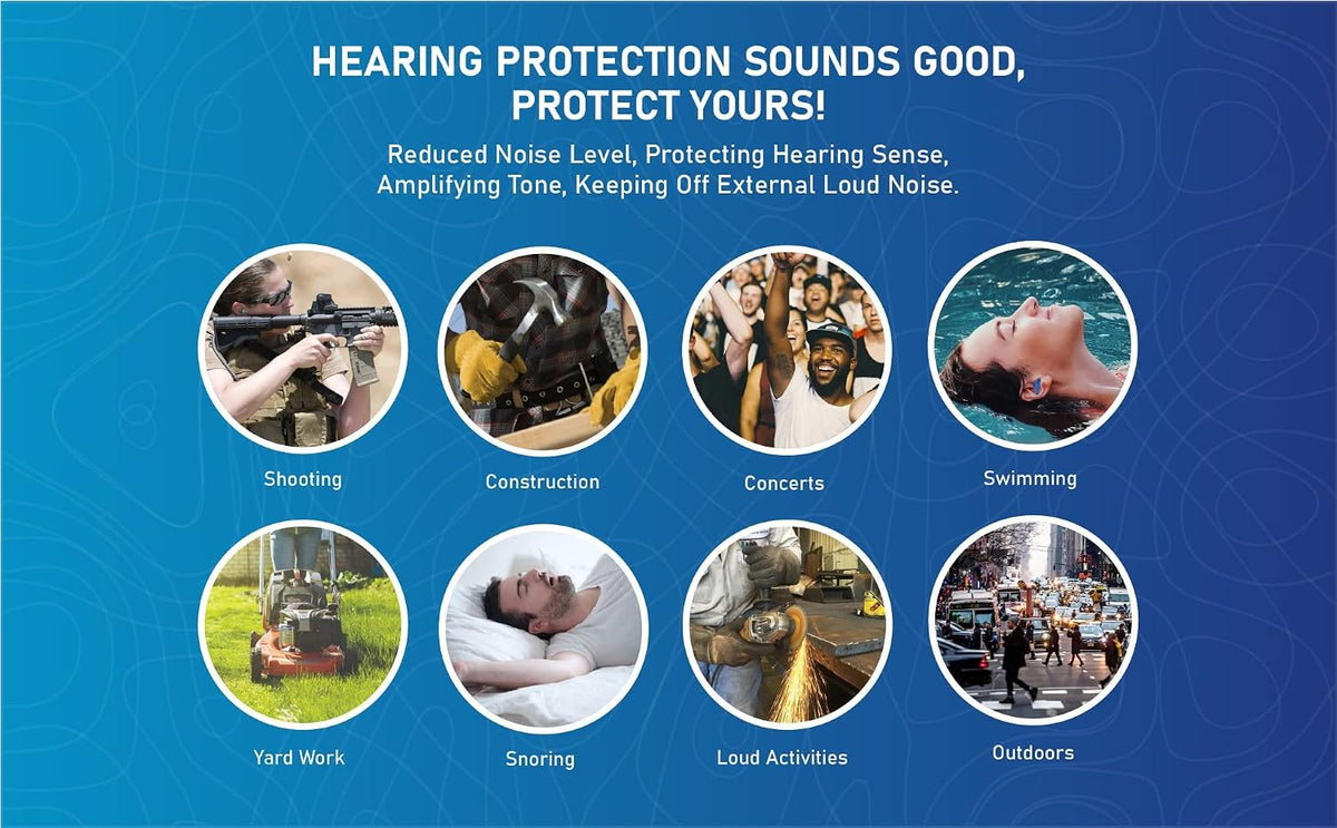 50 Pair of Soft Reusable Silicone Ear Plugs for Sleeping Swimming Concert Music Construction Work Industrial Shooting - Hearing Protection up to 25dB NRR - Waterproof Ear Plugs for Swimming Adult Men