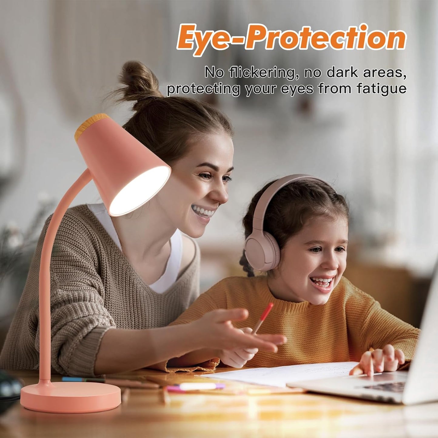 EJIAXIN Clip on Desk Lamp for Home Office - Small LED Touch Dimmable Reading Light for College Dorm Room - Adjustable Flexible Gooseneck Clamp Light Table Lamp for Bedside Bedroom Bed Headboard White