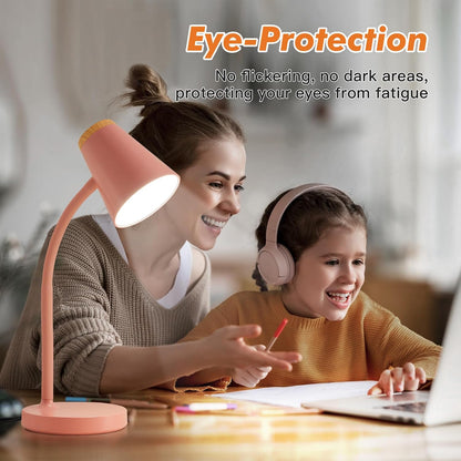 EJIAXIN Clip on Desk Lamp for Home Office - Small LED Touch Dimmable Reading Light for College Dorm Room - Adjustable Flexible Gooseneck Clamp Light Table Lamp for Bedside Bedroom Bed Headboard White