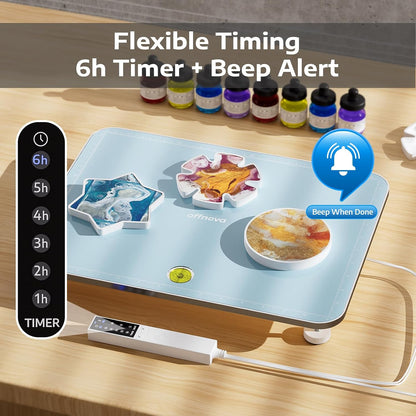 OFFNOVA Resin Heating Mat & Leveling Table, 2-in-1 Resin Tools for Epoxy Resin, Resin Curing Machine for Resin Molds, Undeformed Resin Dryer with Smart Timer & Temperature Control, Silicone Mat
