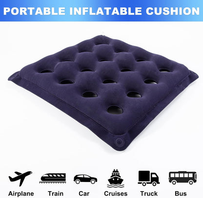 2-Pack Inflatable Waffle Cushion for Pressure Relief, Wheelchair Cushion for Pressure Redistribution, Portable Air Seat Cushions for Office Chair Car Seat, Breathable Seat Pad, Includes 1 Air Pumps