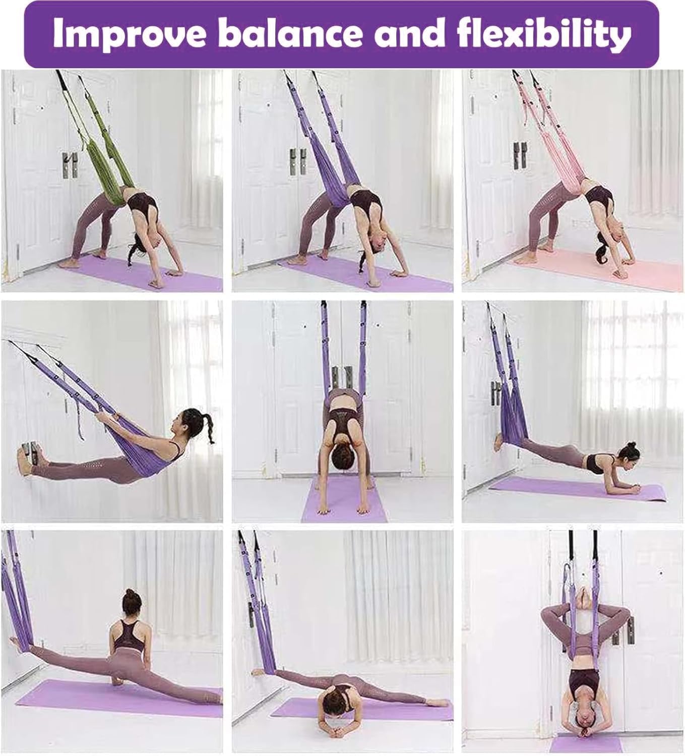 Aerial Yoga Rope for Door,Yoga Door Swing,Leg Stretcher Strap | Stretching Strap,Backbend Training Rope, Flexibility Trainer Stretching Equipment Assist Stretch for Gymnastics