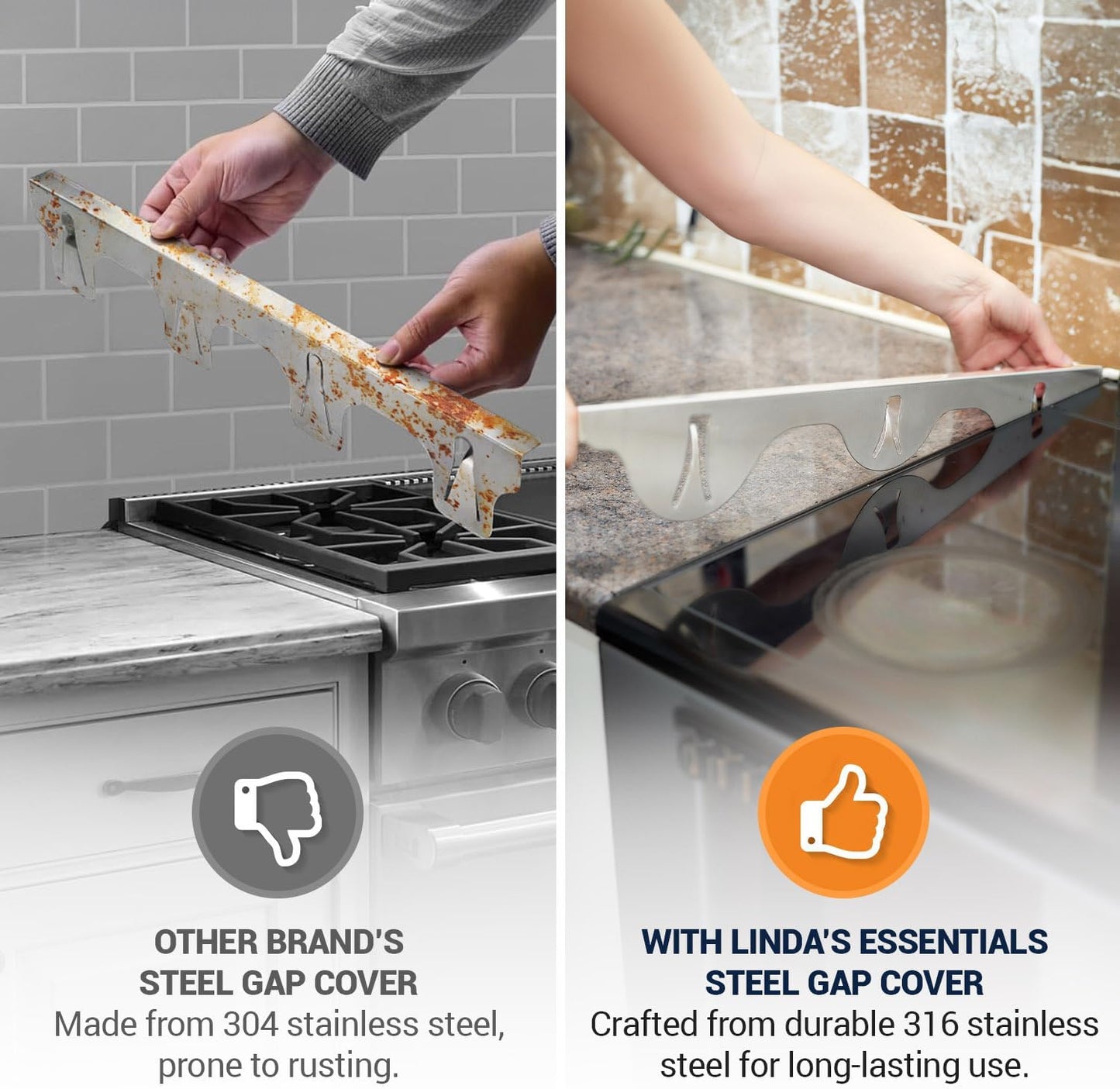 Linda’s Essentials Silicone Stove Gap Covers (2 Pack), Heat Resistant Oven Gap Filler Seals Spaces Between Stovetop and Counter, Easy to Clean Stove Side Guard (30 Inches, Black)