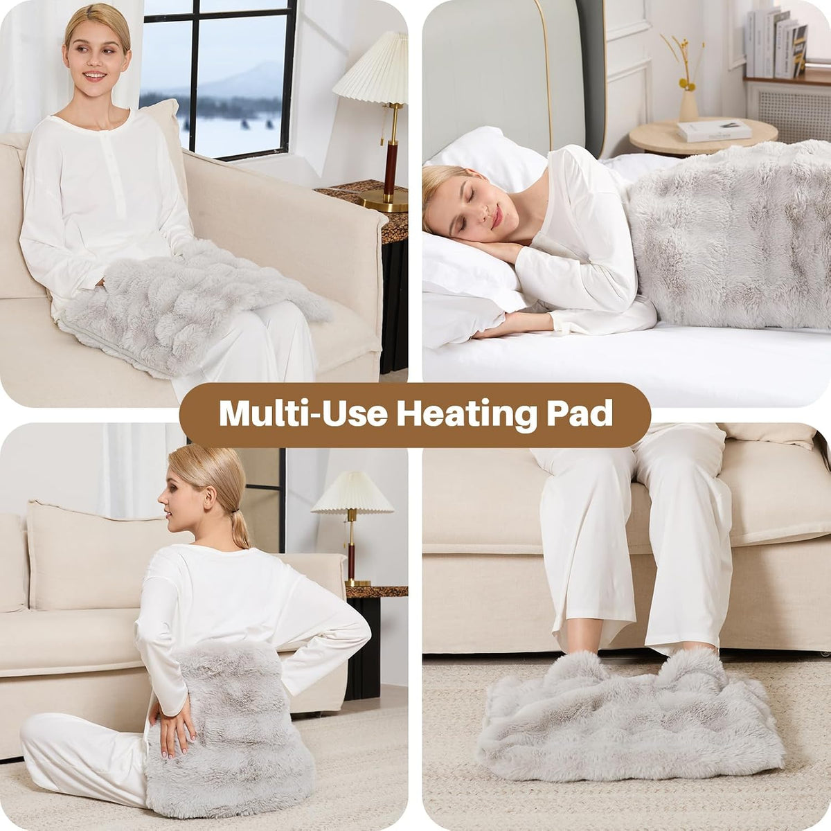 Electric Foot Warmer, Luxury Faux Fur Heating Pad for Feet Pain Relief Cramp, Heated Foot Warmer for Under Desk & Bed with 3 Heat Settings & 2H Auto-Off, ETL Certified, 20x22 Inch, Dark Grey