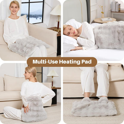 Electric Foot Warmer, Luxury Faux Fur Heating Pad for Feet Pain Relief Cramp, Heated Foot Warmer for Under Desk & Bed with 3 Heat Settings & 2H Auto-Off, ETL Certified, 20x22 Inch, Dark Grey