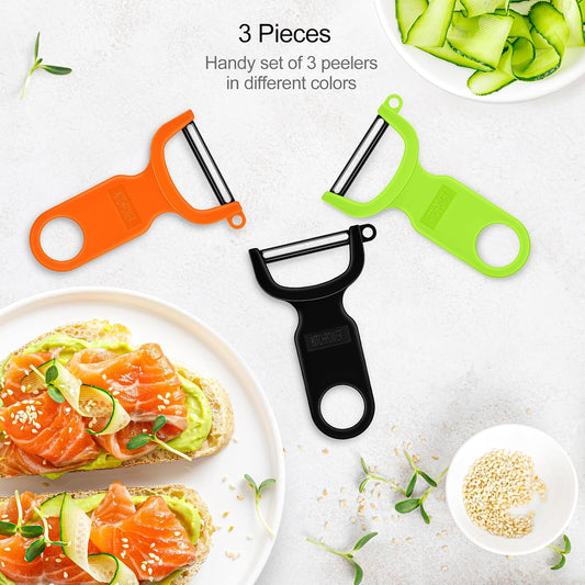 Original Vegetable Peeler Carbon Steel Blade 3-Pack Red/Green/Yellow