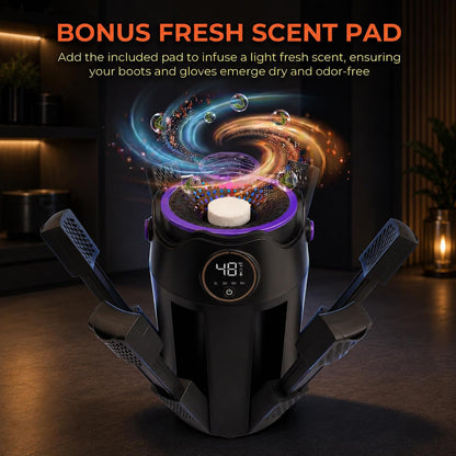 Boot Dryer, Shoe Dryer, 6-Arm Telescopic Foldable Electric Heating Machine | 3/6/9H timer, PTC constant-temp heat helps protect shoe materials, portable use, for gloves, work boots, sneakers, ski boots