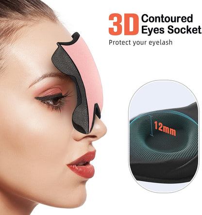 LitBear Sleep Mask for Side Sleeper Women Men, Eye Mask for Sleeping | Light Blocking 3D Contoured Sleeping Mask, Soft Breathable Sleep Eye Mask with Adjustable Elastic Strap for Travel, Black