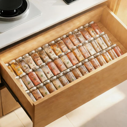 UFORU Acrylic Drawer Spice Organizer 4 Pack,Expandable 11‑22" Tray | Clear Tiered Spice Rack for Drawer,Seasoning Organizer,Hold Up to 24 Standard Spice Jars,No Assembly,Jars Not Included