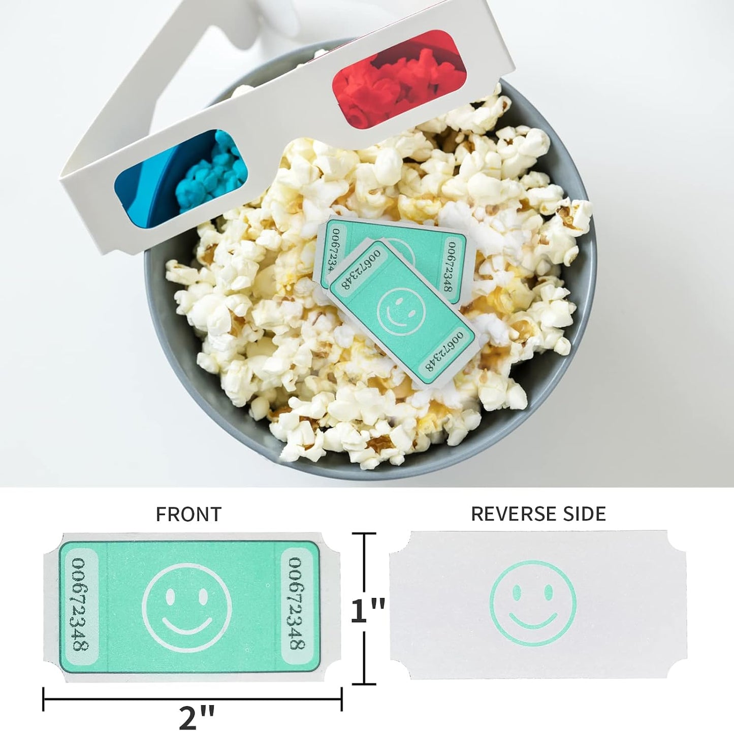 L LIKED Smile Raffle Tickets Roll 1"x2" for Events 1000 Pink | Smile Face Design, Perforated with Consecutive Numbers, Great for Entry, Class Reward & Fundraiser