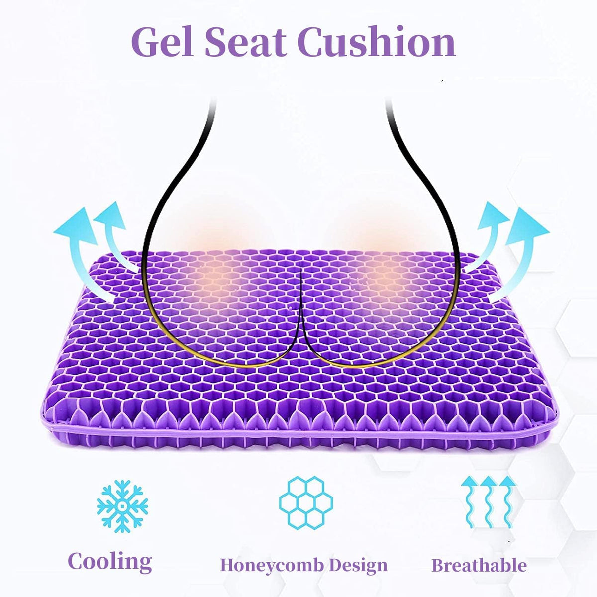Gel Seat Cushion for Long Sitting, Double Thick Office Wheelchair Cushions