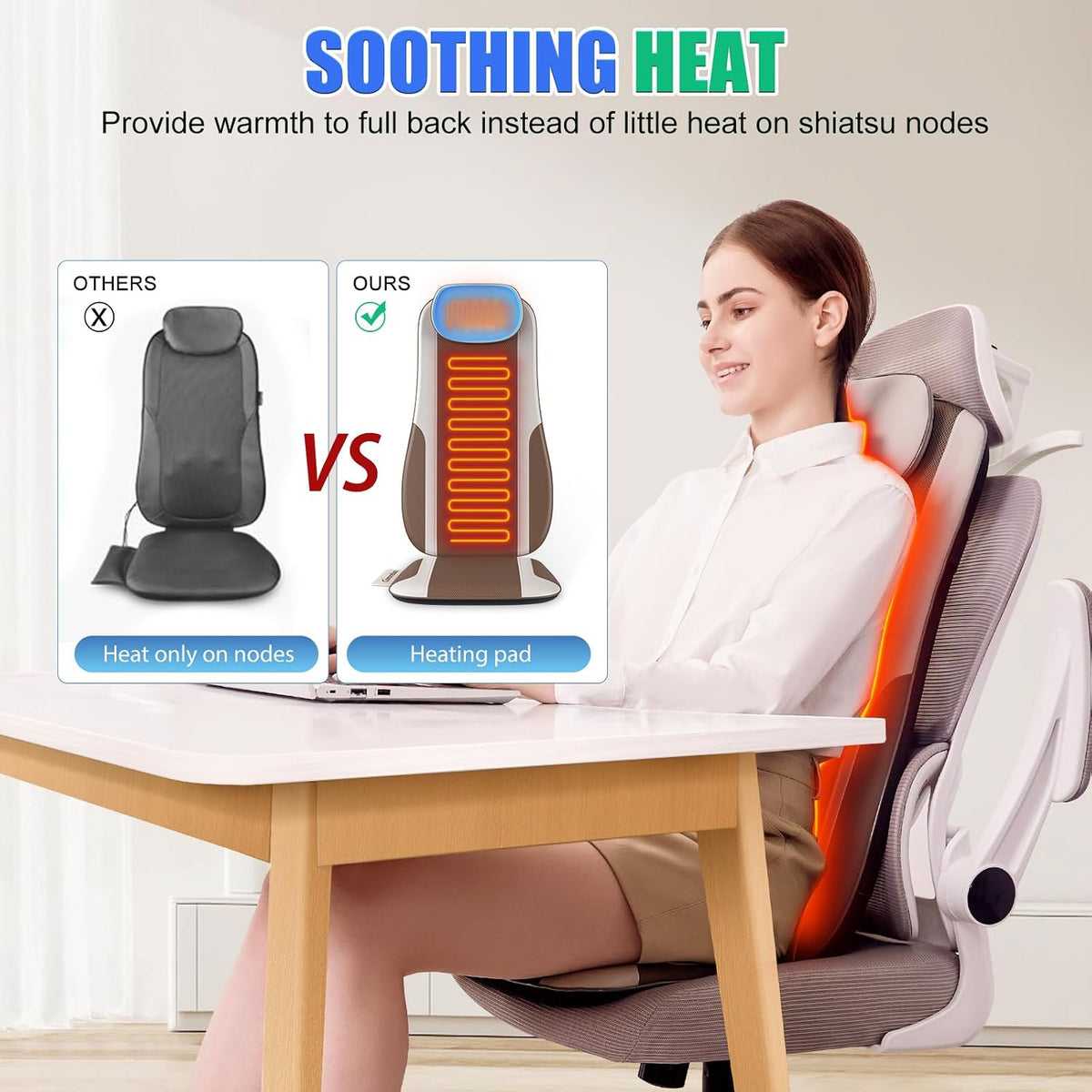 Vibration Massage Seat Cushion with Heat, Full Back & Neck Massager for Chair, 8 Motors Massage Pad with Adjustable Lumbar Support, Heated Chair Cushion for Office Home Recliner