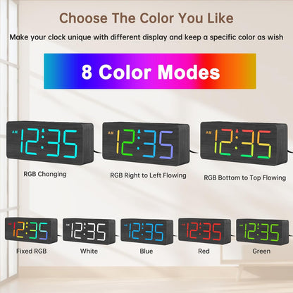 DreamSky Wooden Digital Alarm Clock for Bedroom with Large Numbers