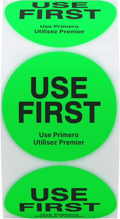 500 Pcs 1.5" Use First Stickers Small Stickers Circle Label Dot Labels Fluorescent Paper, Fluorescent Green