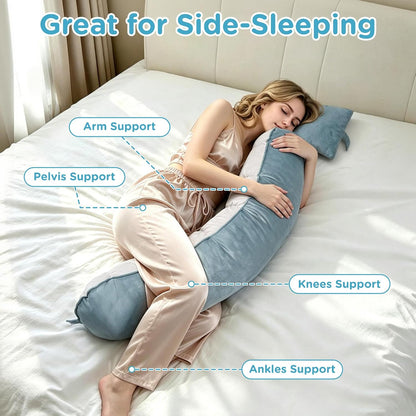 Ergonomic Reading Pillow with Arm & Back Support, U-Shaped | Long Round Lap Pillow, For Side Sleep, Crochet, Game, Work, Siting In Bed & Sofa, Short-pile Fabric, Memory Foam, Dark Grey