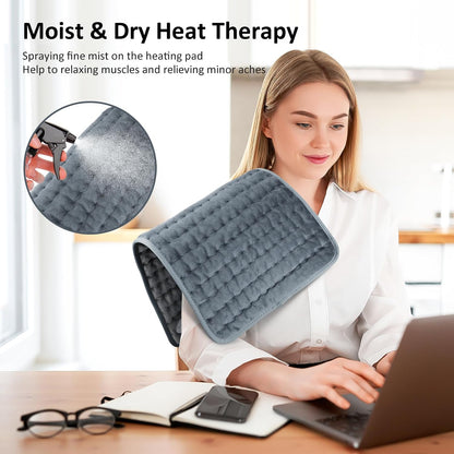 Heating pad for Back/Shoulder/Neck/Abdomen, Heating Pads for Period Cramps with 6 Fast Heating Settings, Auto-Off, Machine Wash, Birthday Gifts for Women Mom Men Dad, Extra Large 12"x24", Blue