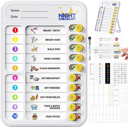 Chore Chart for Kids ADHD Tools to Do List Checklist Magnetic Planning Board with Sliders, Visual Schedule Board with Dry Erase Sheets, Sticker, Marker, Routine Chart for Kids - Pink