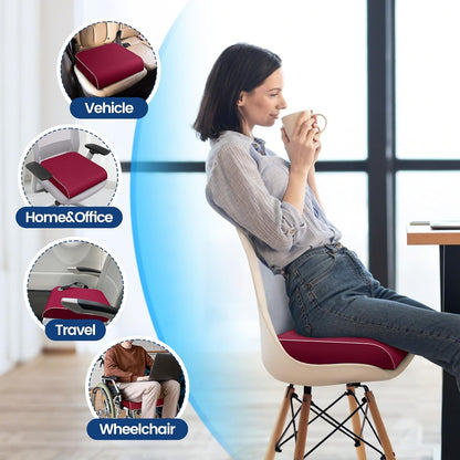 SweetSlubr Seat Cushion, Chair Pad, Memory Foam Large Cushion | Office Chair Cushion for Tailbone Pain Relief, Non-Slip Cover, Soft Support for Office Chair, Car Seat, Airplane,Large/Black