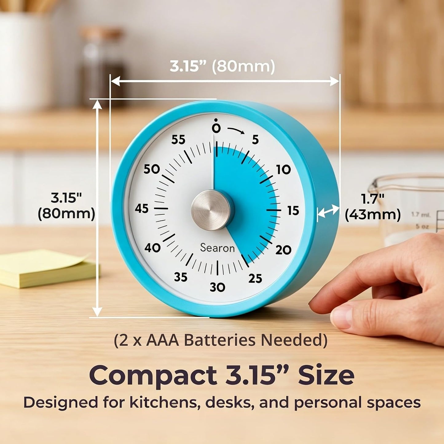 Searon Magnetic Visual Classroom Timer for Teachers, 60-Minute Countdown | No-Tick with Sound or Silent LED Alert, Pause, Magnet/Stand/Hang for Reading, Small Groups & Classroom Routines