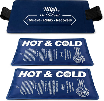 Hilph Ice Packs for Injuries 2 Pack, Hot Cold Gel Therapy Wrap with Strap