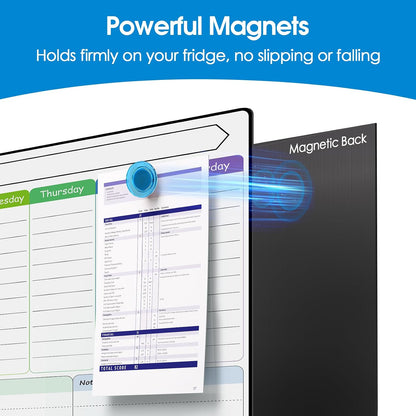 MaxGear 4 Pack Magnetic Dry Erase Board Calendar for Fridge, 15" x 11.5" | Strong Magnetic, Easy to Write and Clean, Dry Erase and No Stains, Includes List, Small Board, 5 Markers,5 Magnets,1 Eraser
