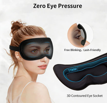 Sleep Mask for Side Sleeper Women Men,Blackout Eye Masks for Sleep,3D Contoured Sleeping Mask,Breathable Adjustable Eye Cover Blindfold with lash Extensions for Trave,Nap,Night Work,Black