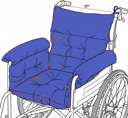 Wheelchair Seat Cushion with Integrated 11 Inch Short Armrest Pads, Comfort & Pressure Relief, All-in-One Support Coccyx & Back Insert (Black)