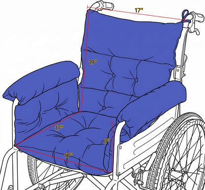 Wheelchair Seat Cushion with Integrated 11 Inch Short Armrest Pads, Comfort & Pressure Relief, All-in-One Support Coccyx & Back Insert (Black)