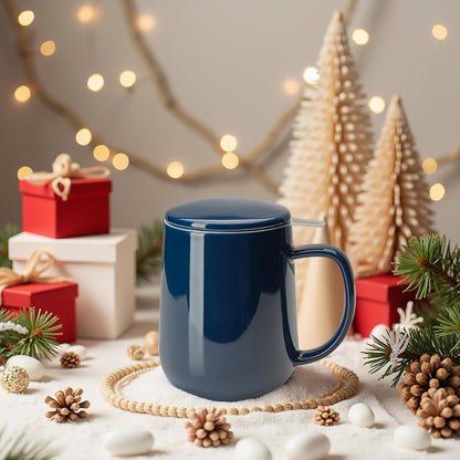 Sweese 20 OZ Porcelain Tea Mug with Infuser and Lid, Loose Leaf Tea Cup, Gifts for Tea Lover - Mint Green