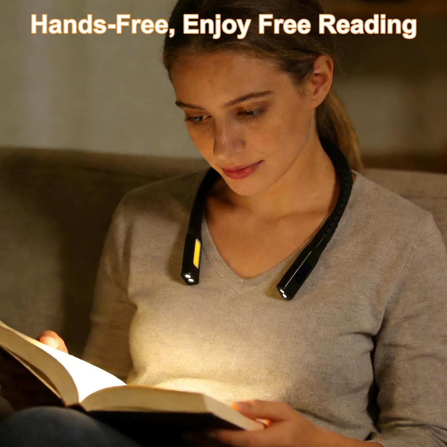 Book Light, 3-Color & 9-Brightness Reading Light, Bendable Neck Light, 60-hr Lasting Rechargeable Lamp, Perfect Book Light for Reading in Bed, Knitting, Camping (Classic, 1)