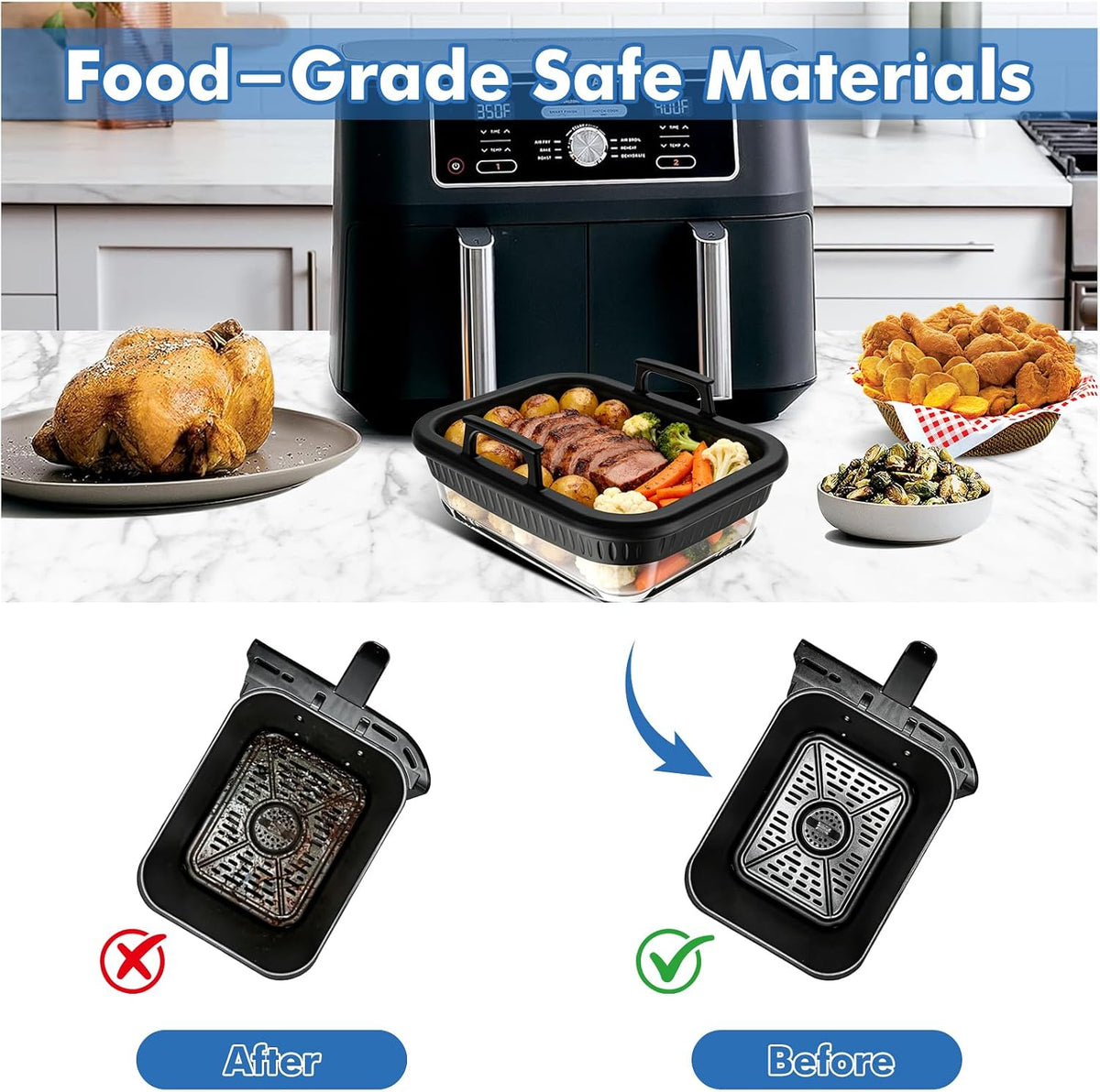 Air Fryer Accessories for Ninja Foodi DZ401, DZ550, SL401, SL451 10Qt