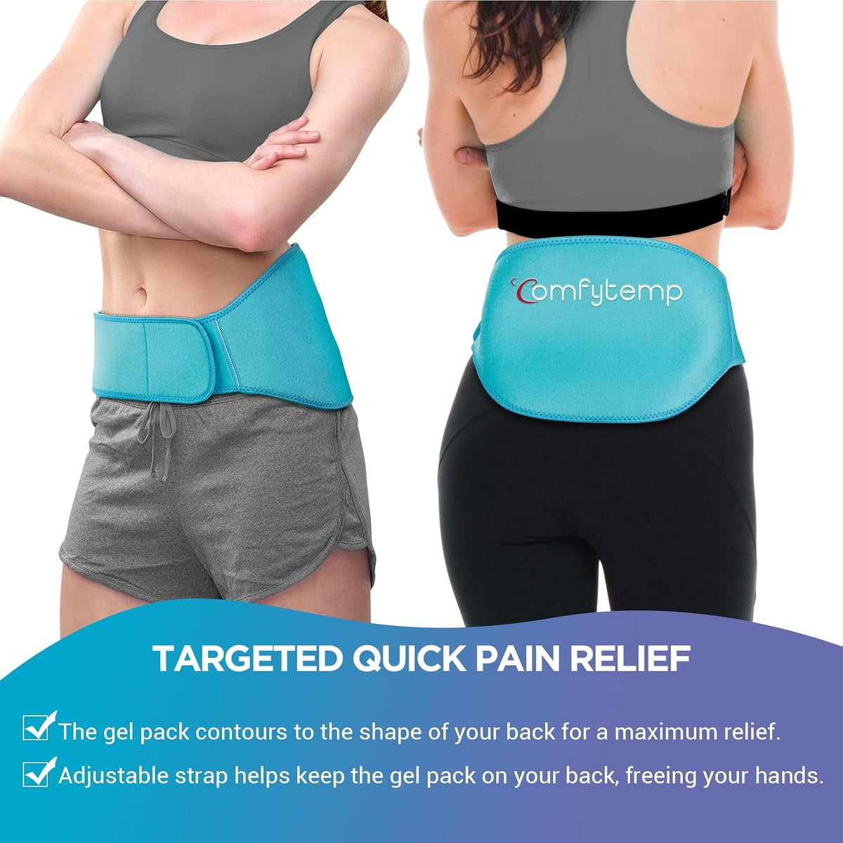 Comfytemp Ice Pack for Back Pain Relief, 2Pcs, Sciatica Ease Brace Reusable