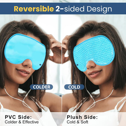 BeeVines Gel Eye Mask, XL Size Cooling Ice Masks for Puffy Eyes (2 Pack)