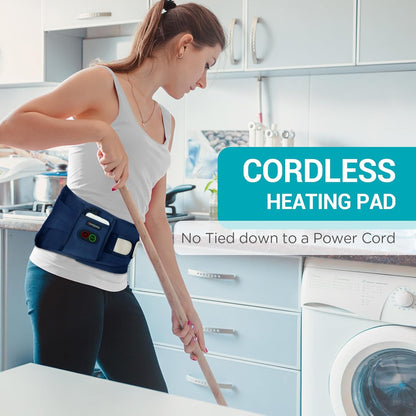 Comfytemp Cordless Heating Pad with Massager for Back, Gifts for Women Men | FSA Eligible HSA, Portable Lower Back Massager, Rechargeable Wireless Electric, Birthday Mom Dad Seniors 3 Heat 30mins, Grey