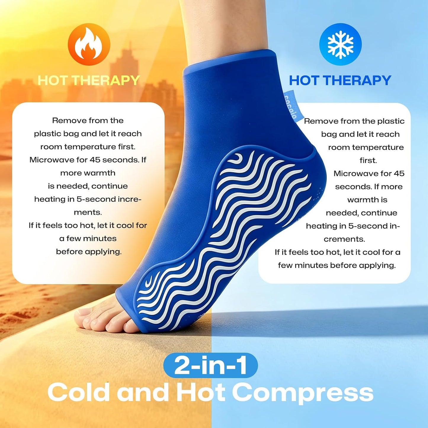 Ankle Ice Pack Wrap Cold Compression for Sprain & Swelling Relief | 3D ThermalLock Reusable Thick Gel Pad, Hot Cold Therapy for Foot & Heel Pain, Plantar Fasciitis, Achilles Tendonitis,Size L