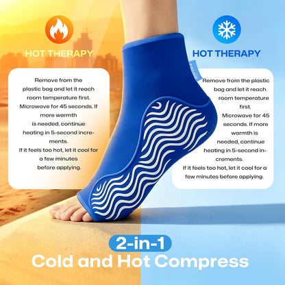 Ankle Ice Pack Wrap Cold Compression for Sprain & Swelling Relief | 3D ThermalLock Reusable Thick Gel Pad, Hot Cold Therapy for Foot & Heel Pain, Plantar Fasciitis, Achilles Tendonitis,Size L