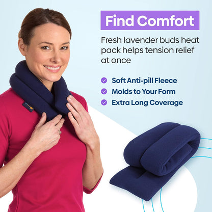 SunnyBay Microwavable Heating Pads, Microwavable Moist Heated Neck and Shoulder Wrap, Versatile Weighted Beanbag Cold Pack or Warm Compress, 2.2 lbs, 26x4 Inches, Navy Blue
