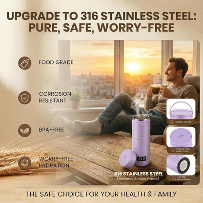Portable Electric Kettle （120V）, Travel Tea Kettle, 316 Stainless Steel Premium Liner, 4-speed Temperature Adjustment with Auto Shut-off and Boil-Off Protection black